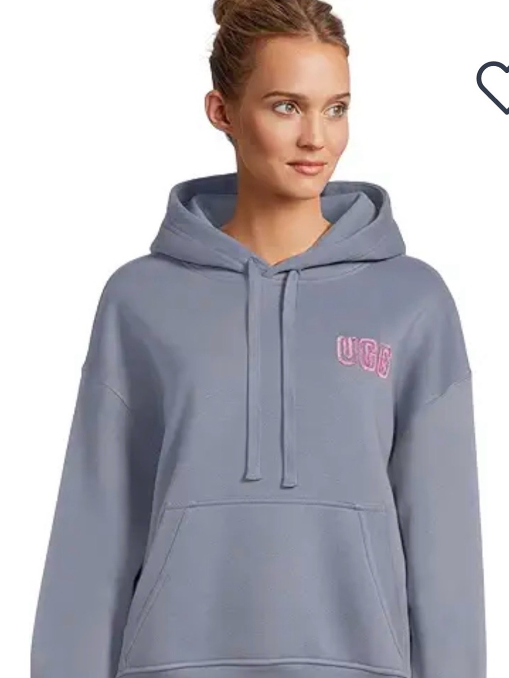 UGG Women’s Dusty Blue Pullover Hoodie with Pink Logo